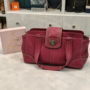 Dark Pink Leather Coach Bag